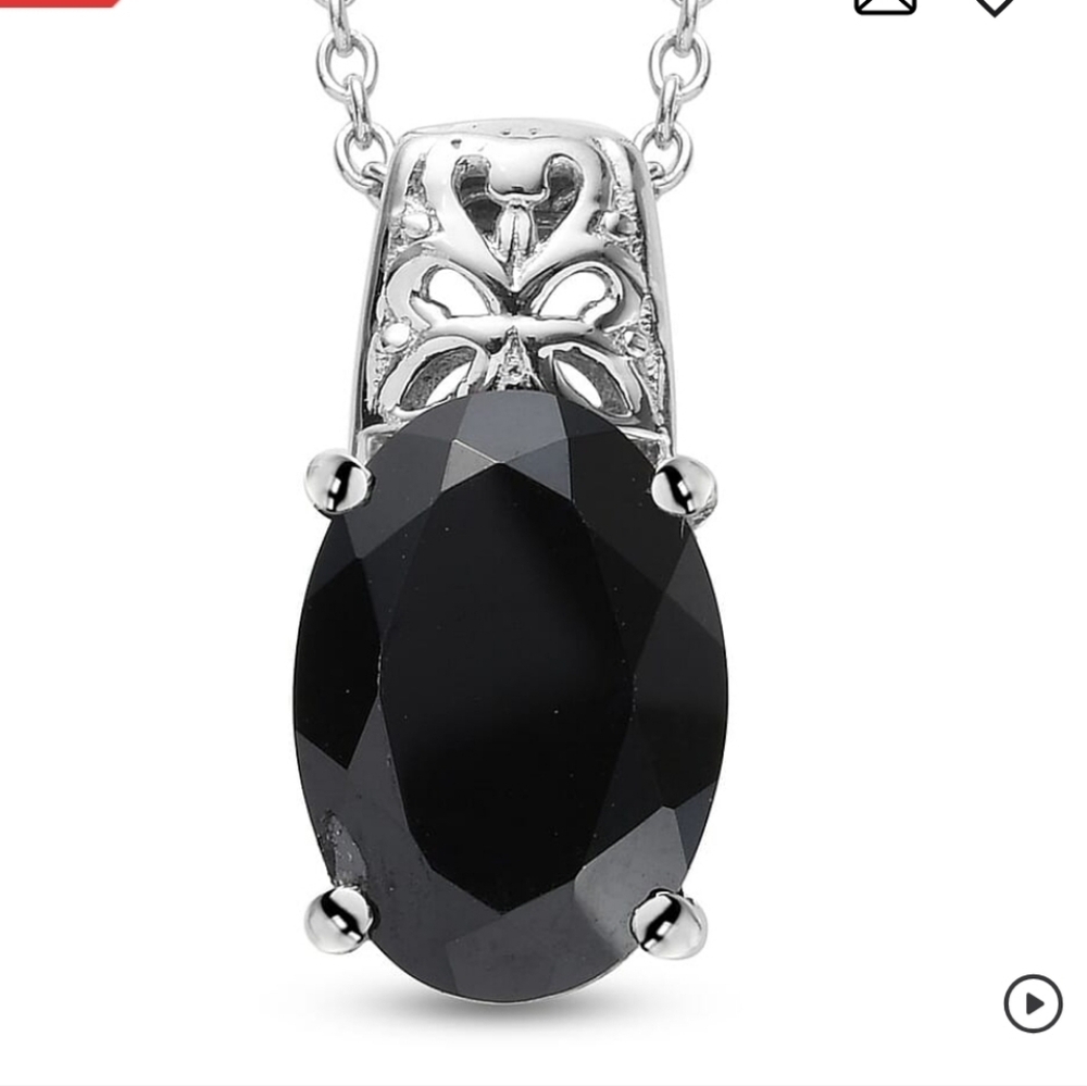 🆕️ THAI BLACK SPINEL PENDANT NECKLACE (20 INCH) IN STAINLESS STEEL 7.25 CTW